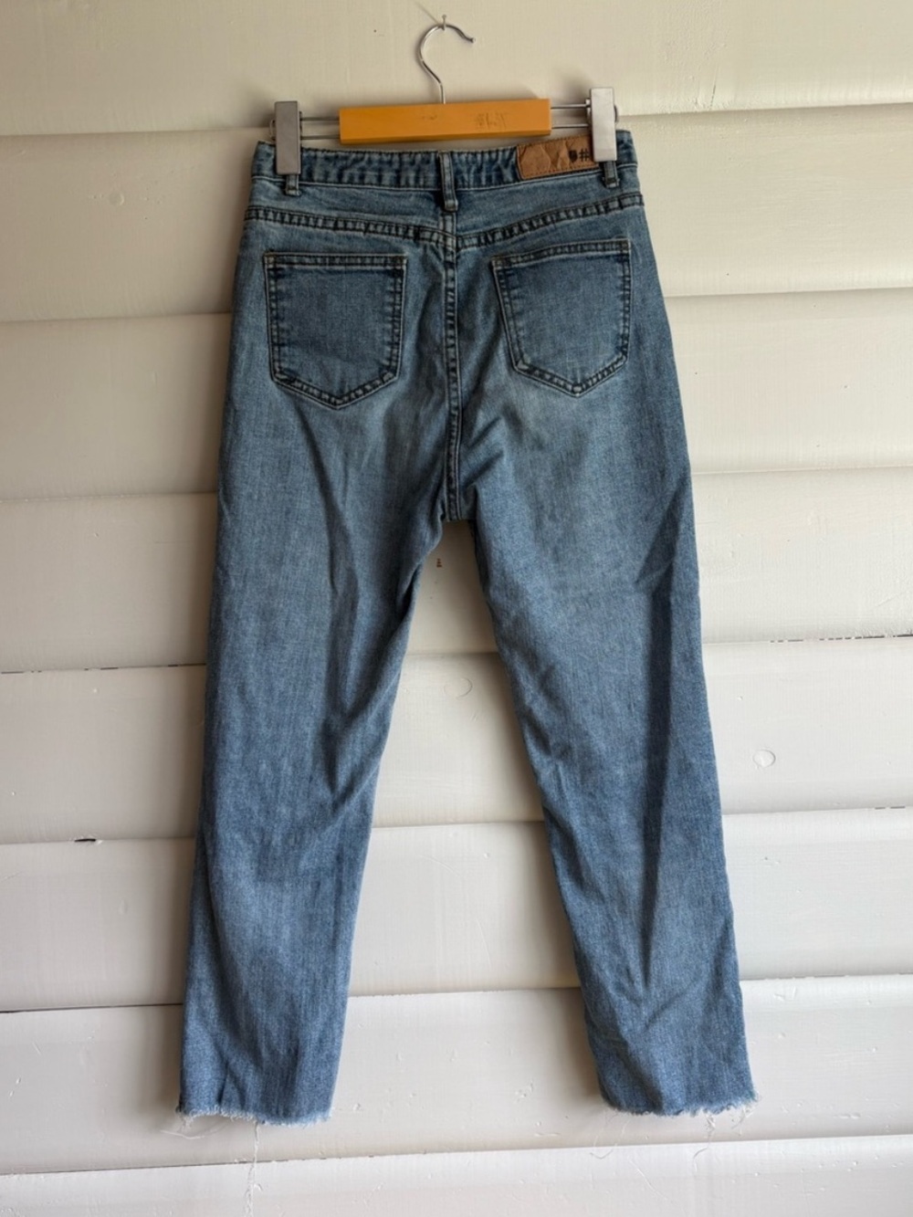 Comma Shop High Rise Straight Crop Jeans Raw Hem Light Wash Size M